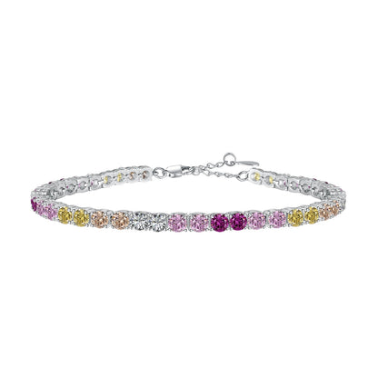 [Rose Tomorrow]Radiant Colorful Round Cut Tennis Bracelet