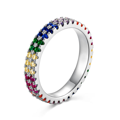 [Rose Tomorrow]Unique Colorful Round Cut Tennis Ring