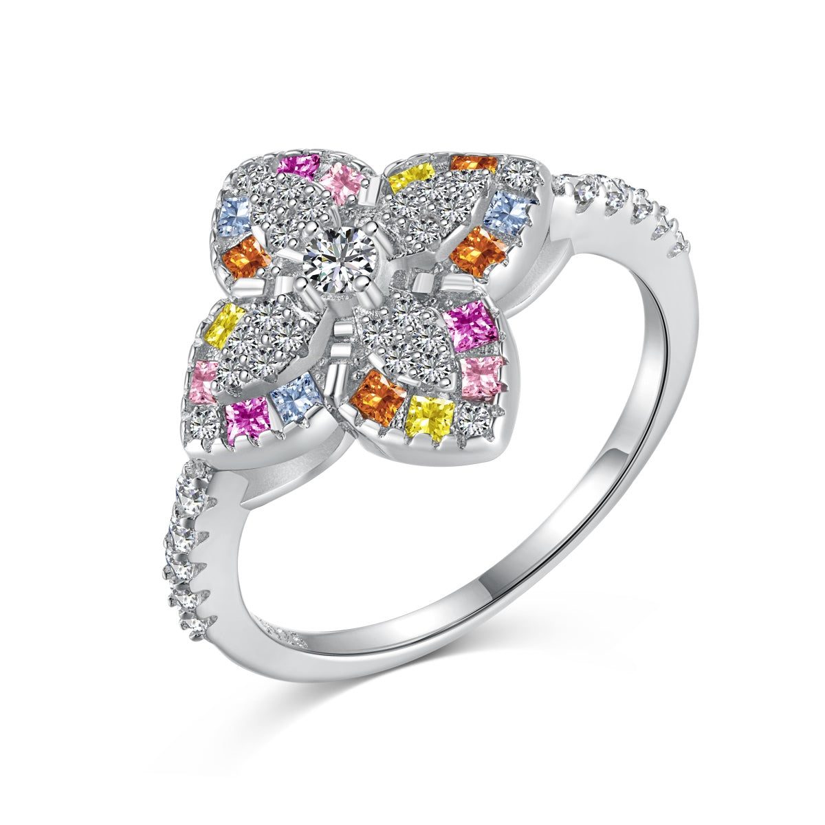 [Rose Tomorrow]Luxurious Colorful Flower Shape Banquet Ring