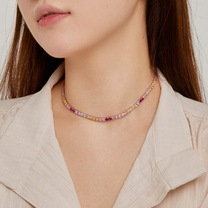 [Rose Tomorrow]Delicate Colorful Tennis Necklace