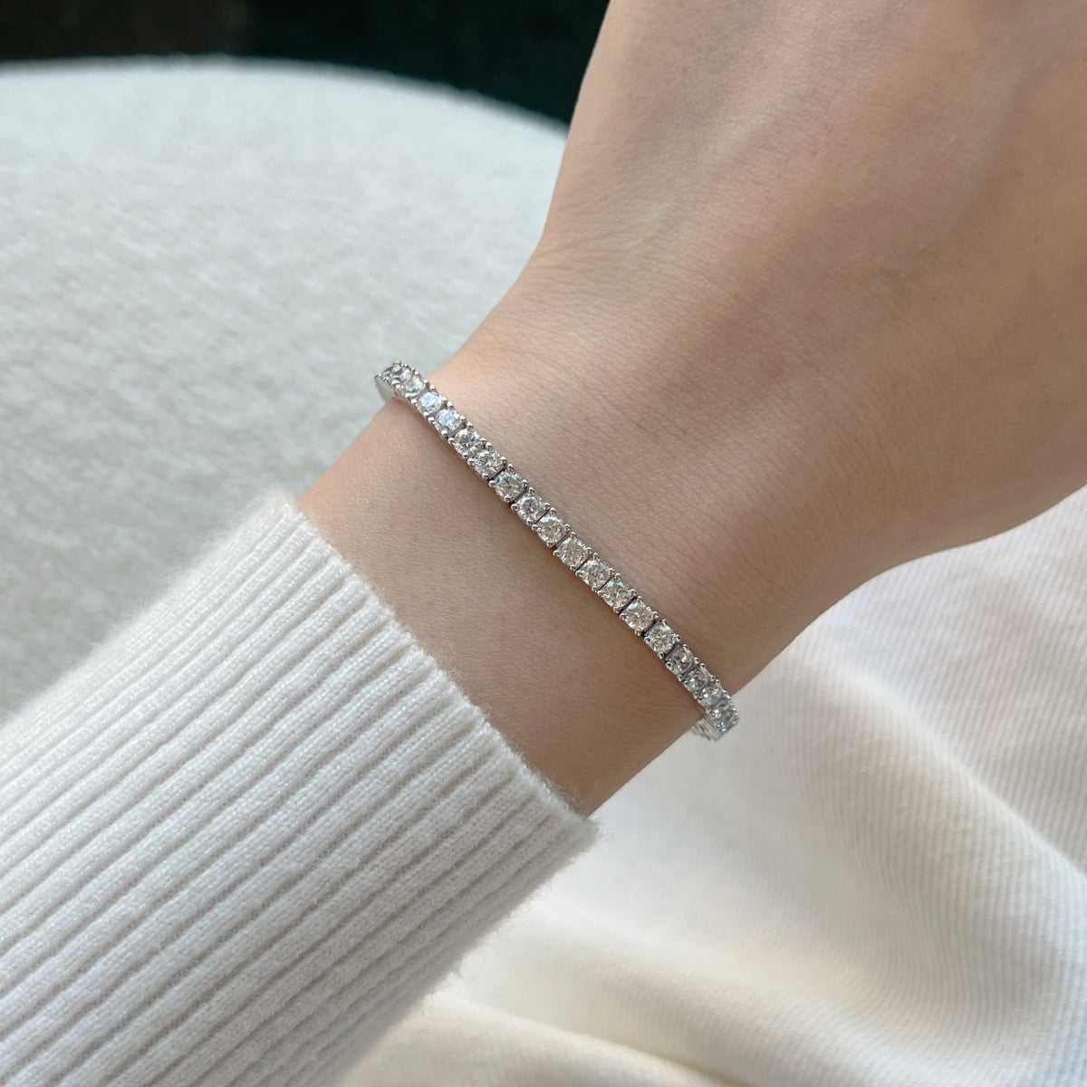 [Rose Tomorrow]Dainty Charming Round Cut Tennis Bracelet