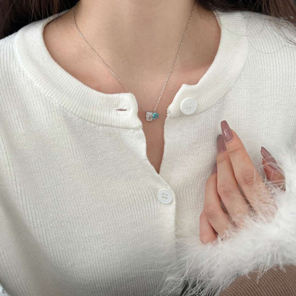 [Rose Tomorrow]Dazzling Square & Heart Shape Necklace