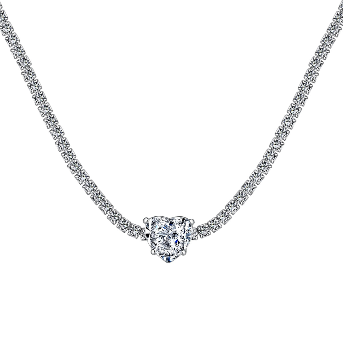 [Rose Tomorrow]2.0 Carat Sparkling Tennis Heart Cut Necklace