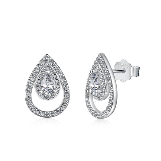 [Rose Tomorrow]Sparkling Delicate Water Drop Shape Daily Earrings