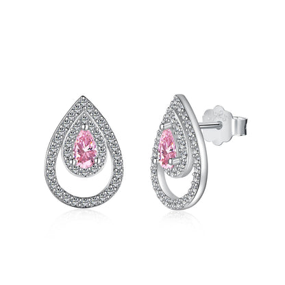 [Rose Tomorrow]Sparkling Delicate Water Drop Shape Daily Earrings