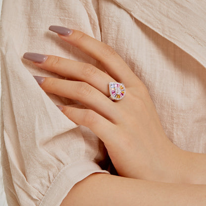 [Rose Tomorrow]Elegant Colorful Water Drop Shape Banquet Ring