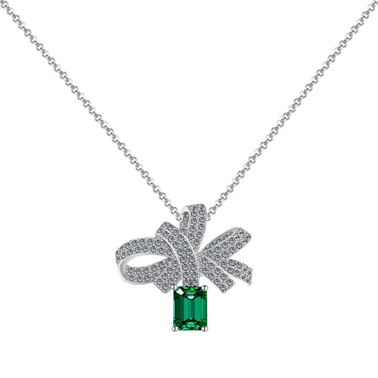 [Rose Tomorrow]Luxurious Flower Shape Emerald Cut Necklace