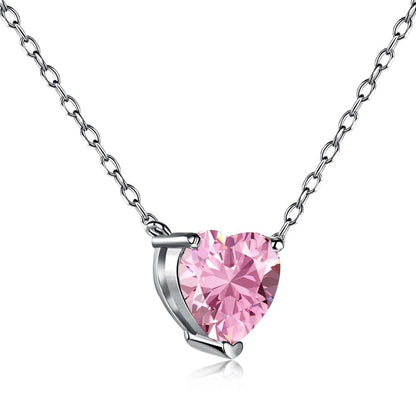 [Rose Tomorrow]Heart Shape Main Stone Pendant Collarbone Necklace