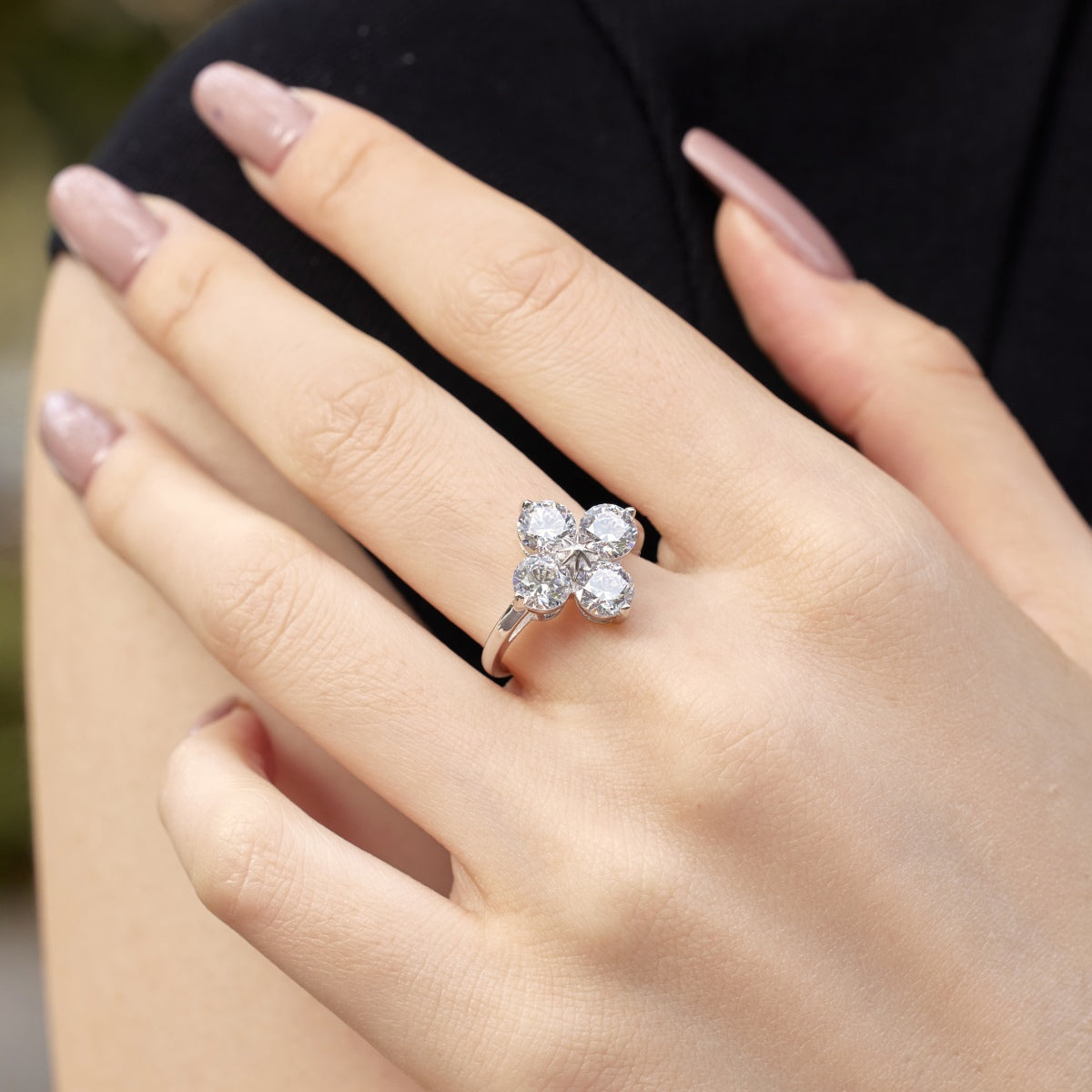 [Rose Tomorrow]Four-Leaf Clover Eight-Pointed Star Ring