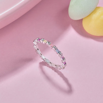 [Rose Tomorrow]Charming Colorful Round Cut Daily Ring