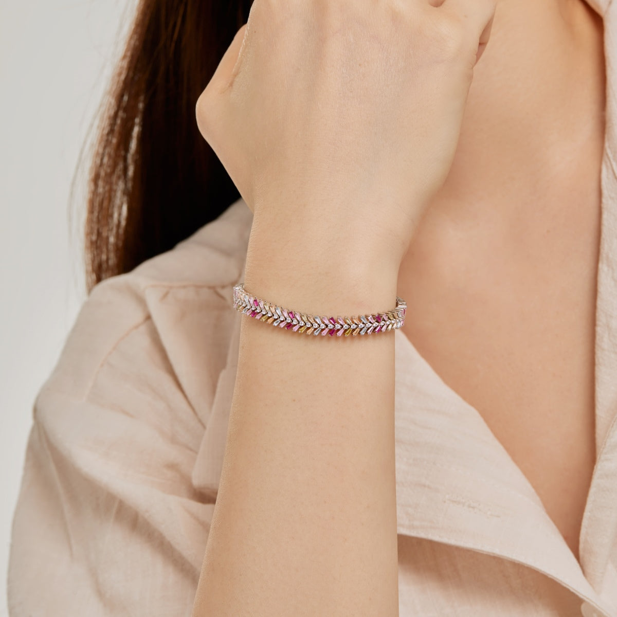 [Rose Tomorrow]Dainty Radiant Emerald Cut Daily Bracelet