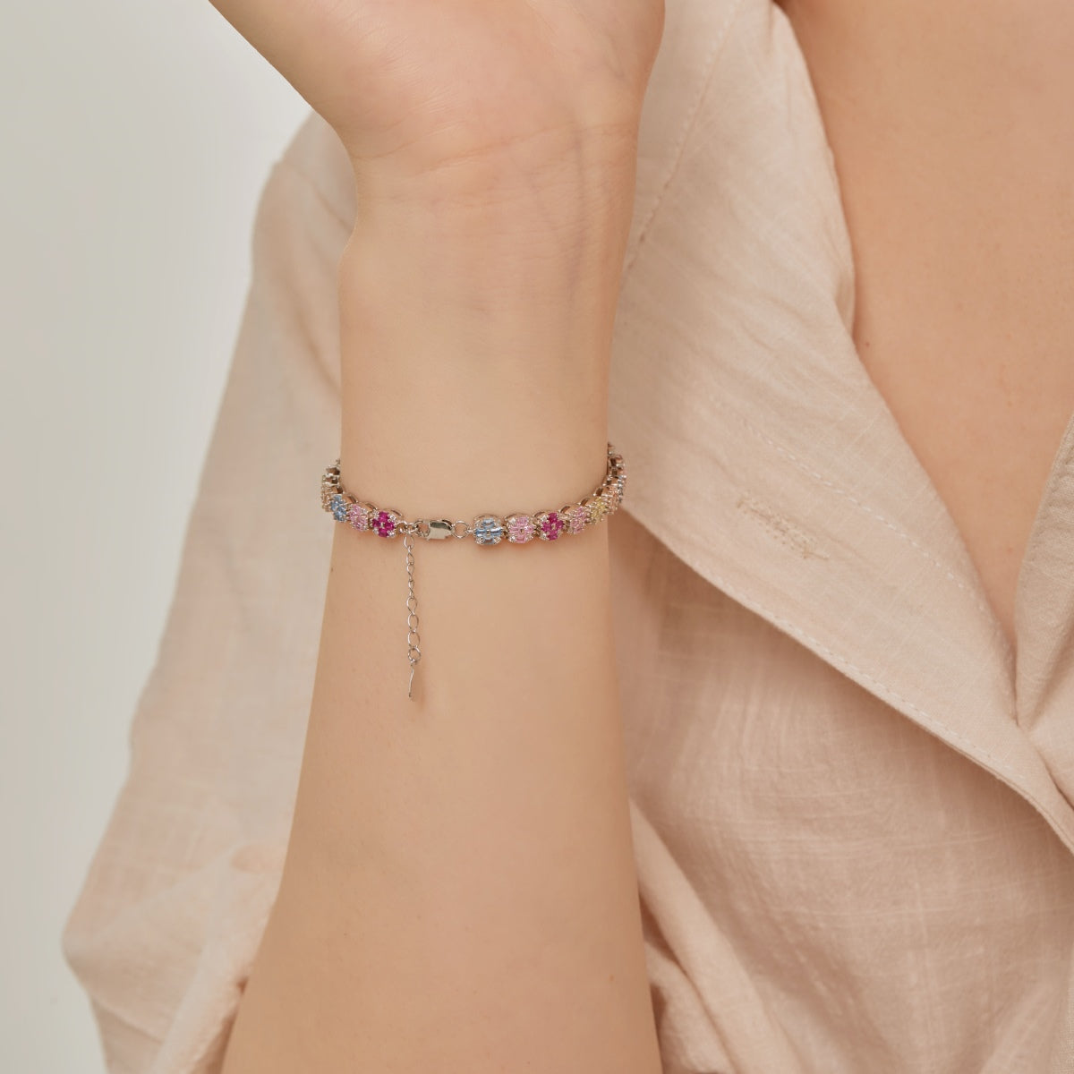 [Rose Tomorrow]Delicate Colorful Emerald Cut Daily Bracelet