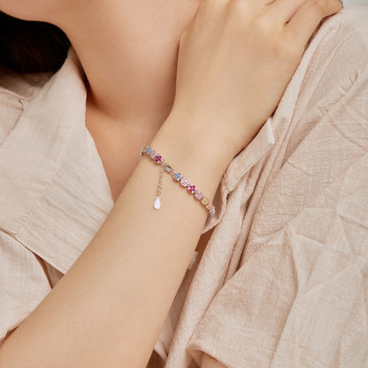 [Rose Tomorrow]Delicate Colorful Emerald Cut Daily Bracelet