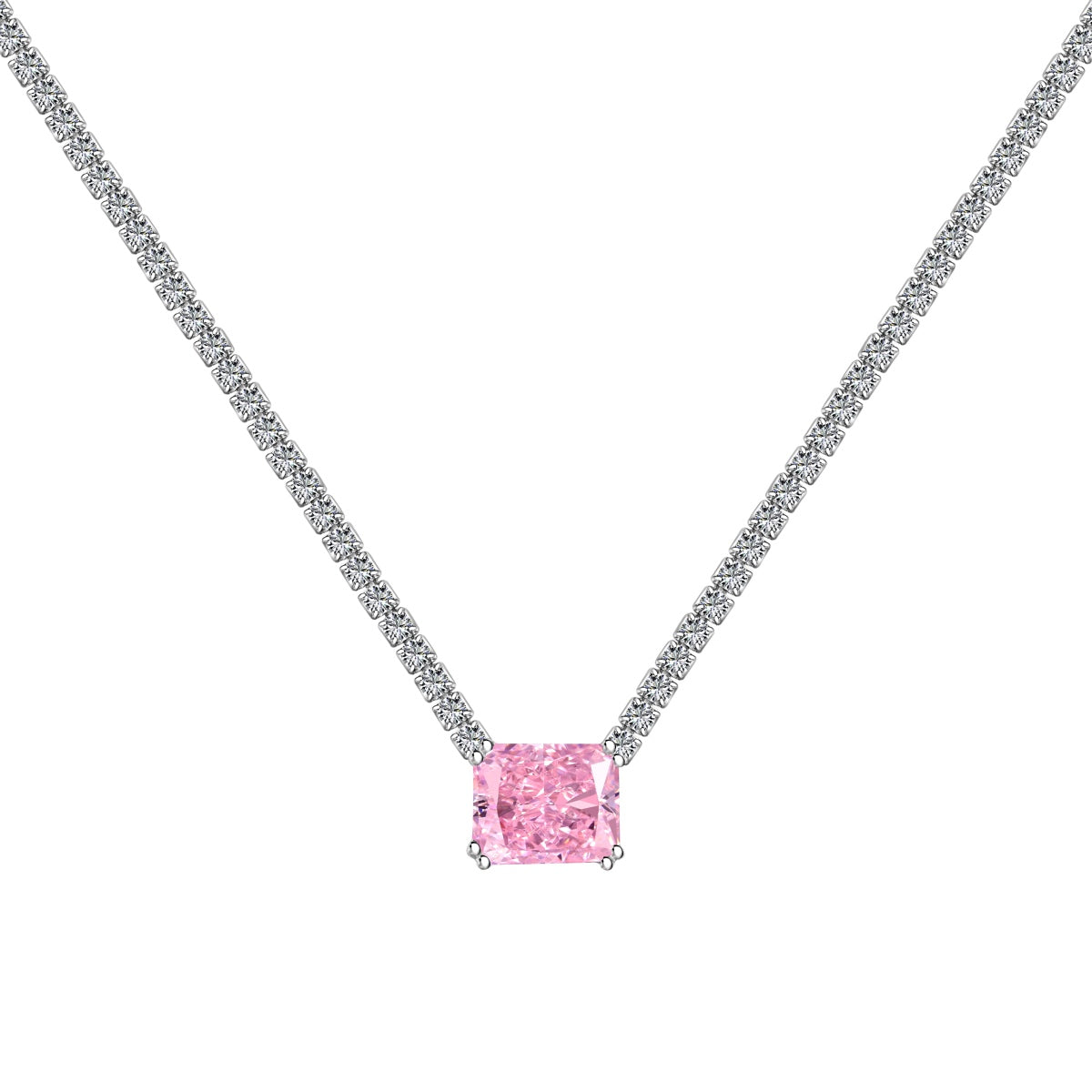 [Rose Tomorrow]4.0 Carat Elegant Radiant Cut Necklace