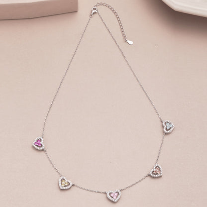 [Rose Tomorrow]Sparkling Five Heart Necklace