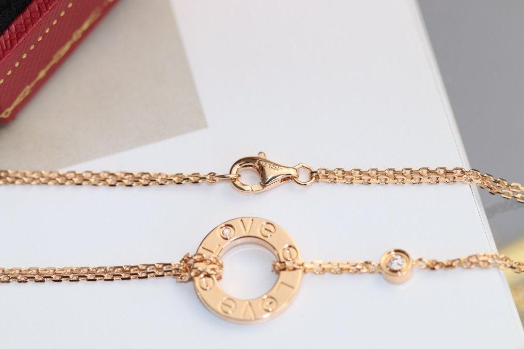 [Rose Tomorrow]LOVE NECKLACE ADJUSTABLE ROSE GOLD 2 DIAMOND