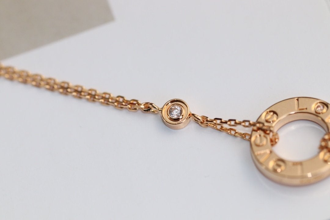 [Rose Tomorrow]LOVE NECKLACE ADJUSTABLE ROSE GOLD 2 DIAMOND