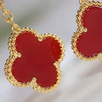 [Rose Tomorrow]CLOVER  2 MOTIF  TIGER EYE CARNELIAN EARRINGS