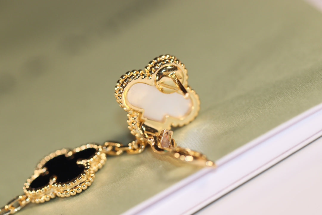 [💎ROSE💎]CLOVER EARRINGS GOLD ONYX MOP 3 MOTIF