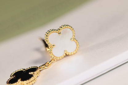 [💎ROSE💎]CLOVER EARRINGS GOLD ONYX MOP 3 MOTIF