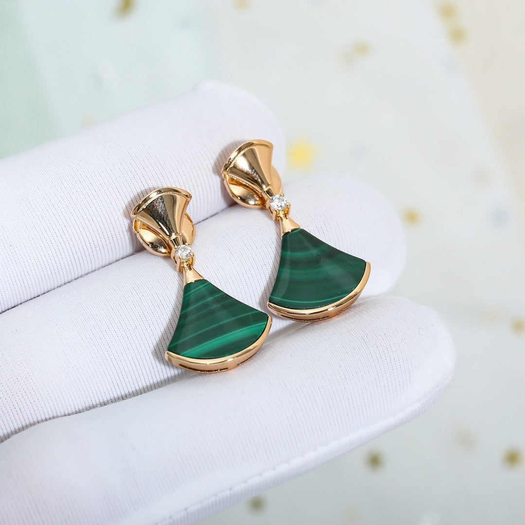 [Rose Tomorrow]DREAM MALACHITE PINK GOLD EARRINGS