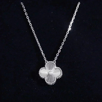 [Rose Tomorrow]CLOVER  15MM DIAMOND LASER NECKLACE SILVER