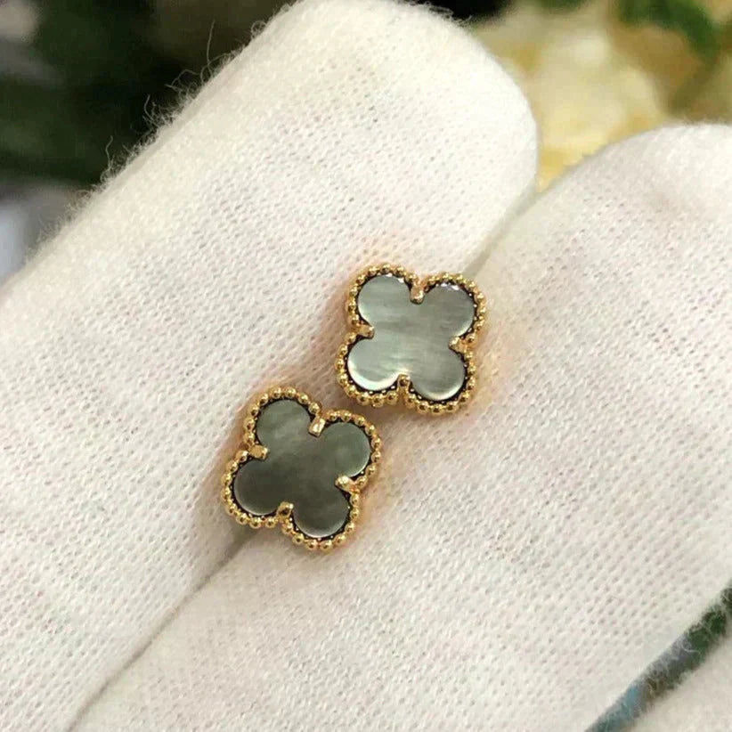 [Rose Tomorrow]CLOVER MINI 9.5MM GRAY MOP EARRINGS