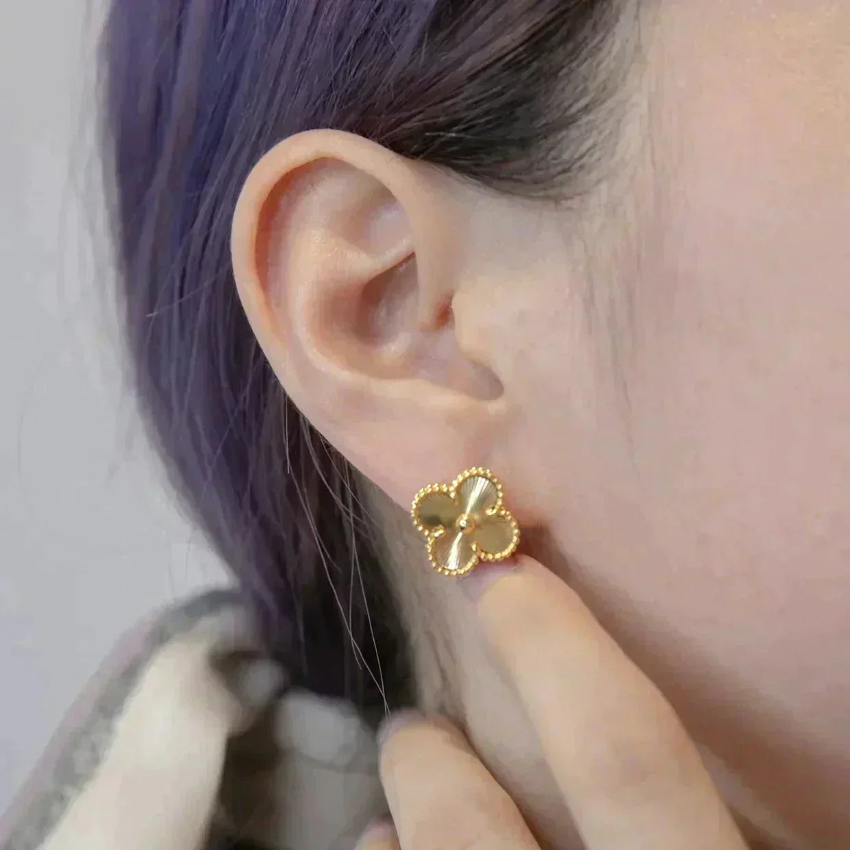 [Rose Tomorrow]CLOVER MEDIUM 1 MOTIFS LASER EARRINGS