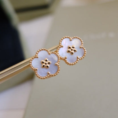 [Rose Tomorrow]LUCKY PINK GOLD WHITE MOP EARRINGS