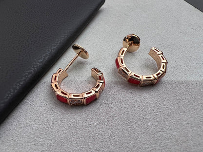 [Rose Tomorrow]SERPENTI CARNELIAN PINK GOLD EARRINGS