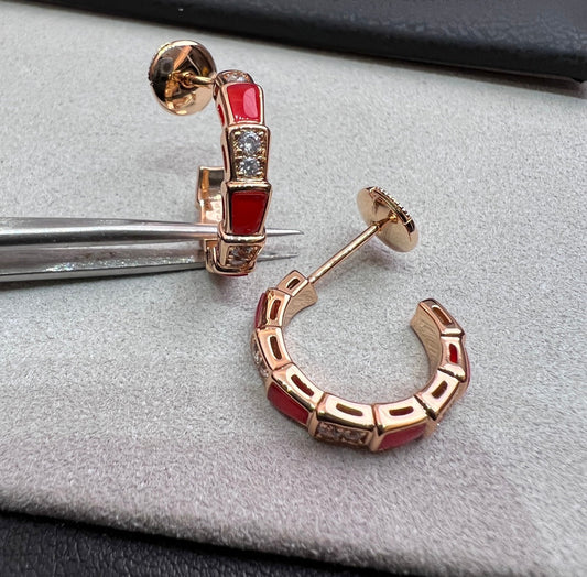 [Rose Tomorrow]SERPENTI CARNELIAN PINK GOLD EARRINGS