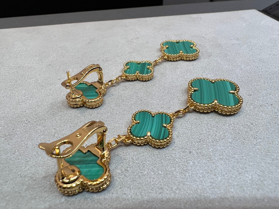 [Rose Tomorrow]CLOVER MALACHITE 3 MOTIFS GOLD