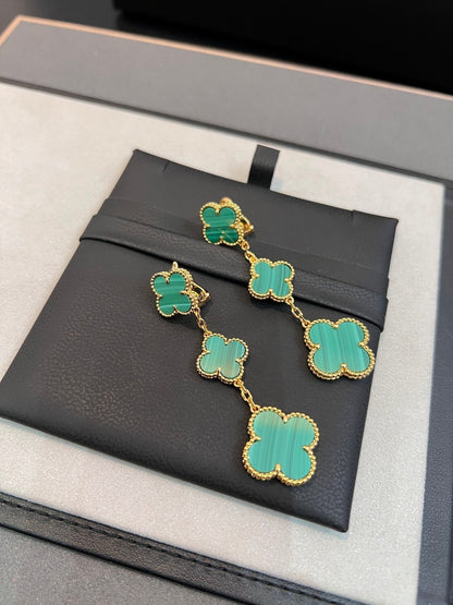 [Rose Tomorrow]CLOVER MALACHITE 3 MOTIFS GOLD