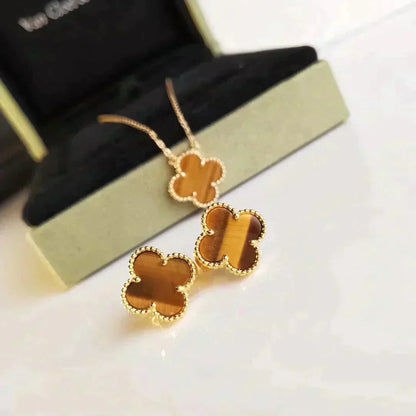 [Rose Tomorrow]CLOVER MEDIUM 1 MOTIFS TIGER EYE EARRINGS