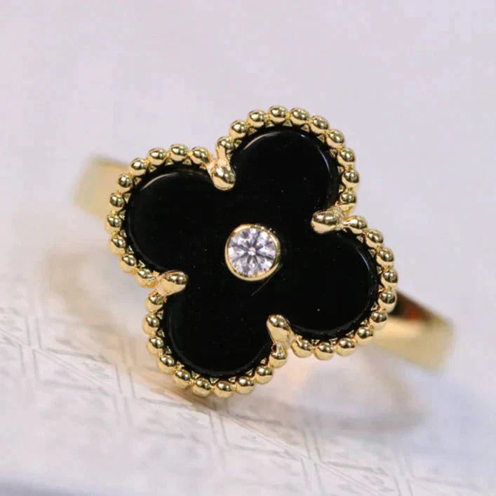 [Rose Tomorrow]CLOVER ONYX RING GOLD DIAMOND