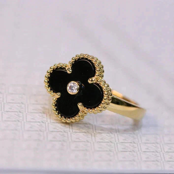 [Rose Tomorrow]CLOVER ONYX RING GOLD DIAMOND