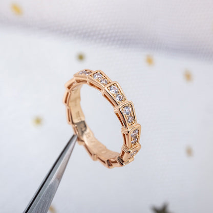 [Rose Tomorrow]SERPENTI RING PINK GOLD DIAMOND PAVED 3MM