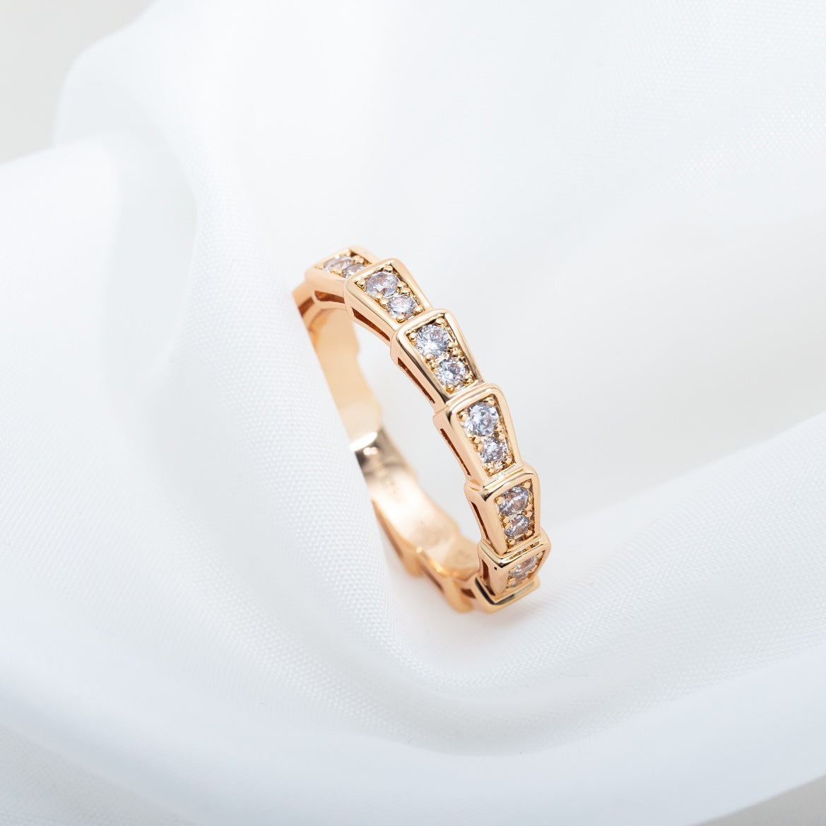 [Rose Tomorrow]SERPENTI RING PINK GOLD DIAMOND PAVED 3MM