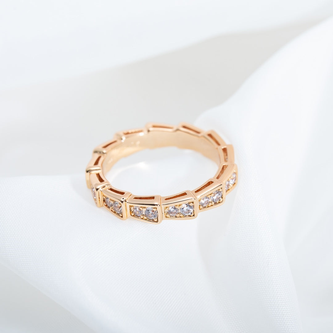 [Rose Tomorrow]SERPENTI RING PINK GOLD DIAMOND PAVED 3MM