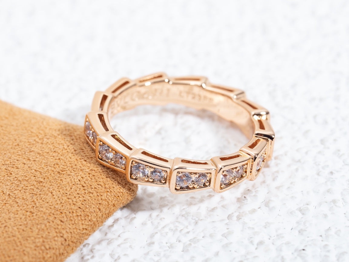 [Rose Tomorrow]SERPENTI RING PINK GOLD DIAMOND PAVED 3MM