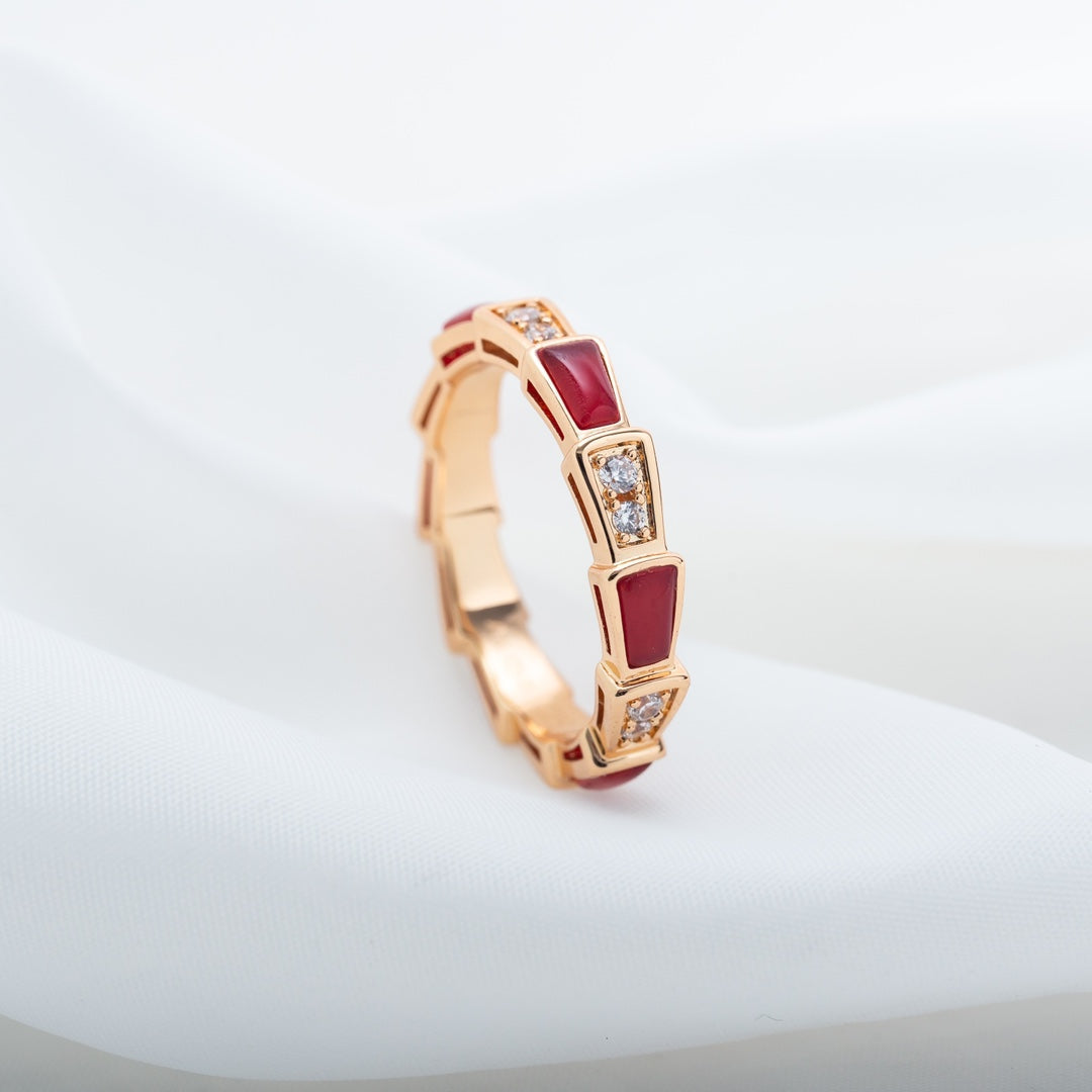 [Rose Tomorrow]SERPENTI RING PINK GOLD CARNELIAN DIAMOND 3MM