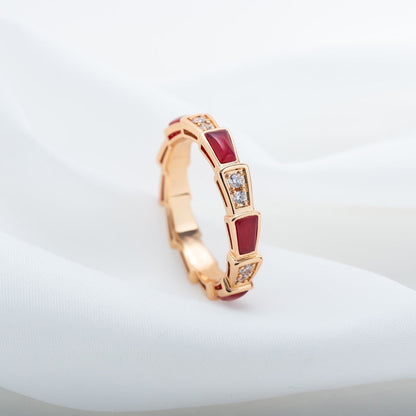 [Rose Tomorrow]SERPENTI RING PINK GOLD CARNELIAN DIAMOND 3MM