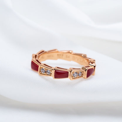 [Rose Tomorrow]SERPENTI RING PINK GOLD CARNELIAN DIAMOND 3MM