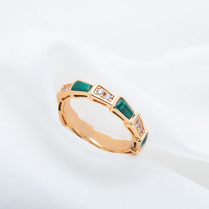 [Rose Tomorrow]SERPENTI RING PINK GOLD MALACHITE DIAMOND 3MM