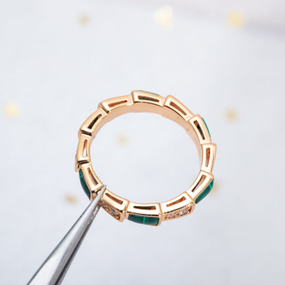 [Rose Tomorrow]SERPENTI RING PINK GOLD MALACHITE DIAMOND 3MM