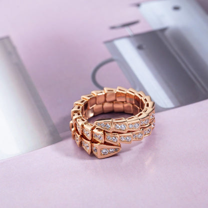 [Rose Tomorrow]SERPENTI RING PINK GOLD DIAMOND DOUBLE ROW