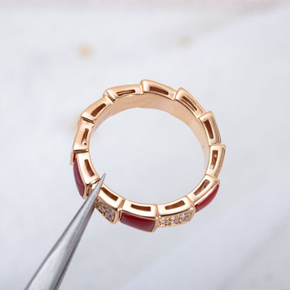 [Rose Tomorrow]SERPENTI RING PINK GOLD CARNELIAN DIAMOND PAVED 4MM