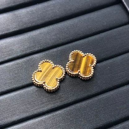 [Rose Tomorrow]CLOVER MEDIUM 1 MOTIFS TIGER EYE EARRINGS