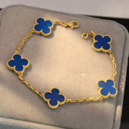 [Rose Tomorrow]CLOVER 5 MOTIFS BLUE AGATE BRACELET