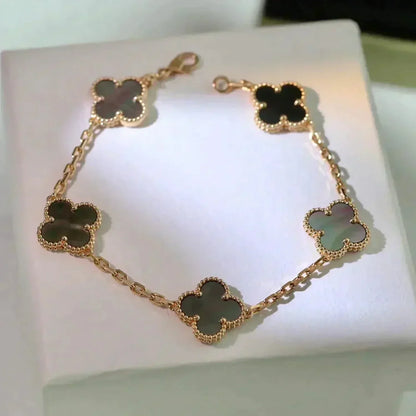 [Rose Tomorrow]CLOVER 5 MOTIF GRAY MOP  BRACELET